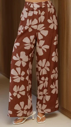 LILYWHYT Sets|Bottoms^Toni Pants - Brown Daylillies