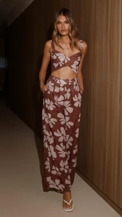 LILYWHYT Sets|Bottoms^Toni Pants - Brown Daylillies