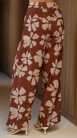 LILYWHYT Sets|Bottoms^Toni Pants - Brown Daylillies