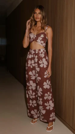 LILYWHYT Sets|Bottoms^Toni Pants - Brown Daylillies