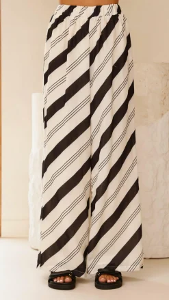 LILYWHYT Sets|Bottoms^Torrey Wide Leg Pants - Black/Cream