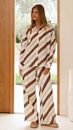 LILYWHYT Sets|Bottoms^Torrey Wide Leg Pants - Cream/Cacao
