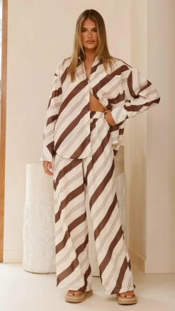 LILYWHYT Sets|Bottoms^Torrey Wide Leg Pants - Cream/Cacao