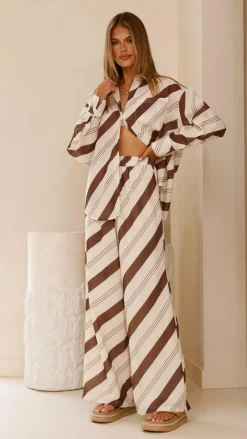 LILYWHYT Sets|Bottoms^Torrey Wide Leg Pants - Cream/Cacao