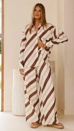 LILYWHYT Sets|Bottoms^Torrey Wide Leg Pants - Cream/Cacao
