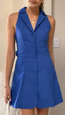 LILYWHYT Dresses|Mini^Trixie Button Down Mini Dress - Blue