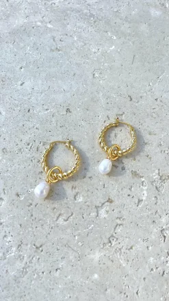Angel Whisper Earrings|Mi Amore^Twist Pearl Drop Earrings - Gold/Pearl