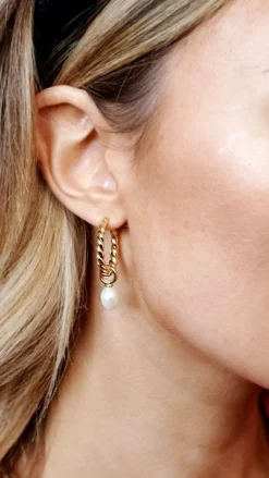 Angel Whisper Earrings|Mi Amore^Twist Pearl Drop Earrings - Gold/Pearl
