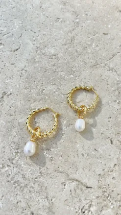Angel Whisper Earrings|Mi Amore^Twist Pearl Drop Earrings - Gold/Pearl