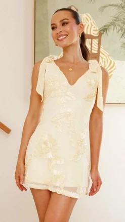 Shareen Dresses|Mini^Usha Tie Strap Mini Dress - Yellow