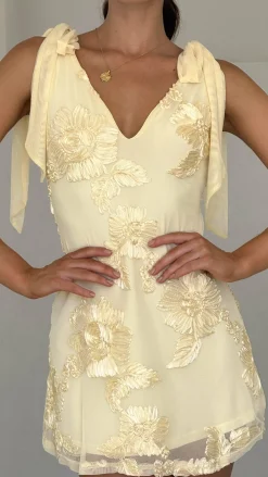 Shareen Dresses|Mini^Usha Tie Strap Mini Dress - Yellow