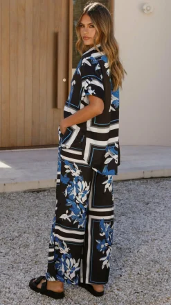 YH AND CO Sets|Bottoms^Valene Pants - Black/Blue Print