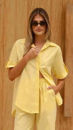 YH AND CO Sets|Tops^Vallerie Button Up Shirt - Yellow