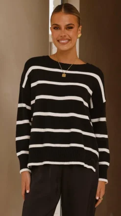 Miracle Fashion Knitwear|Knitwear^Vara Knit Jumper - Black/White Stripe