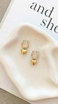 Angel Whisper Earrings|The Denim Edit^Varick Heart Earrings - Gold