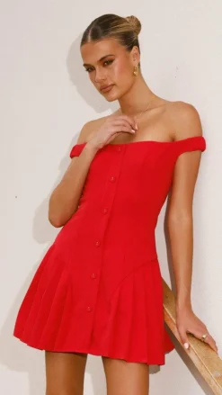 LILYWHYT Sale Dresses^Variel Off Shoulder Mini Dress - Red