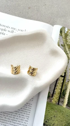 Angel Whisper Earrings|Wedding Guest Dresses^Vera Textured 18K Gold Plated Earrings - Gold