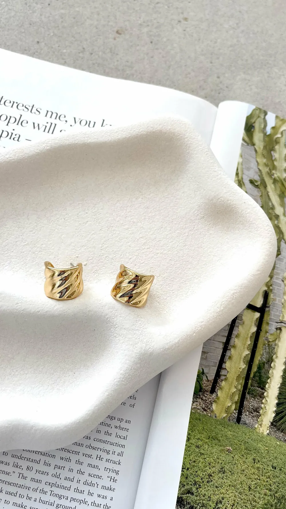 Angel Whisper Earrings|Wedding Guest Dresses^Vera Textured 18K Gold Plated Earrings - Gold