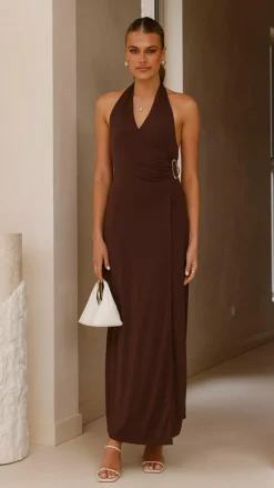 Burans Dresses|Maxi^Verje Halter Maxi Dress - Brown