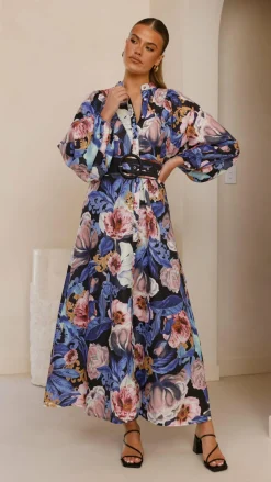 Bubblegum Dresses|Maxi^Veronica Button Down Maxi Dress - Azure Donatella