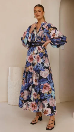 Bubblegum Dresses|Maxi^Veronica Button Down Maxi Dress - Azure Donatella