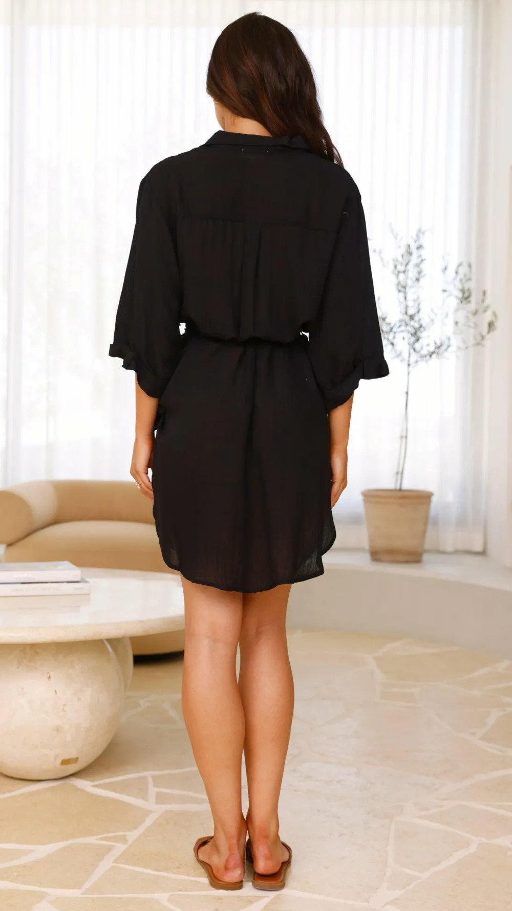 Desire Dresses|Tops^Vesper Button Down Beach Cover Up - Black