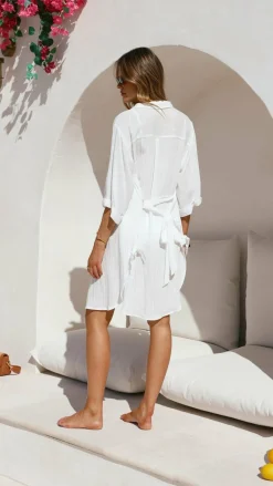 Desire Dresses|Tops^Vesper Button Down Beach Cover Up - White