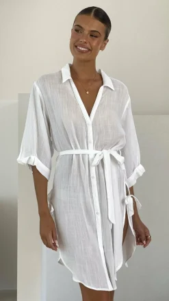 Desire Dresses|Tops^Vesper Button Down Beach Cover Up - White