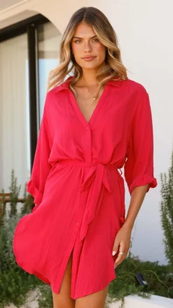 Desire Sale Dresses^Vesper Short Sleeve Mini Dress - Red