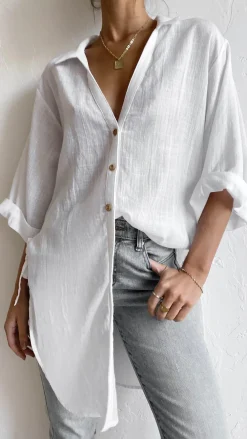 Desire Tops^Vesper Short Sleeve Top - White