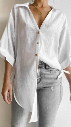 Desire Tops^Vesper Short Sleeve Top - White