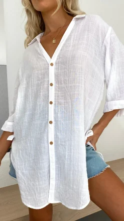 Desire Tops^Vesper Short Sleeve Top - White