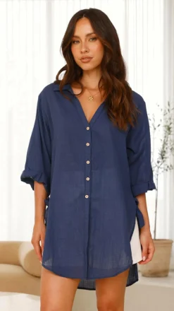 Desire Tops^Vesper Short Sleeve Top - Navy