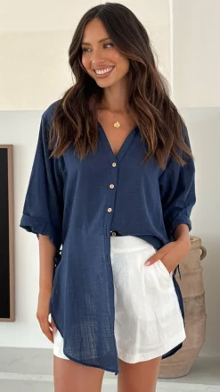Desire Tops^Vesper Short Sleeve Top - Navy