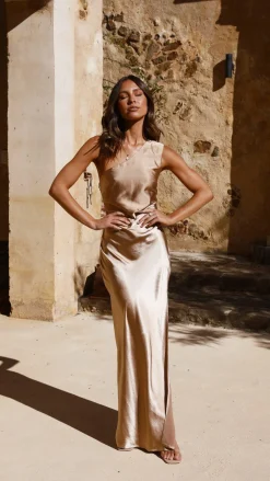 LILYWHYT Sale Evening^Victoria Maxi Dress - Gold