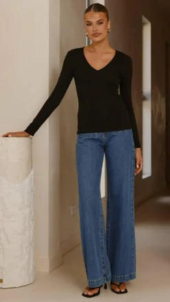 Bubblegum Tops^Vienna Long Sleeve Top - Black