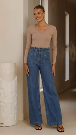 Bubblegum Tops^Vienna Long Sleeve Top - Mocha