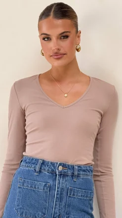 Bubblegum Tops^Vienna Long Sleeve Top - Mocha