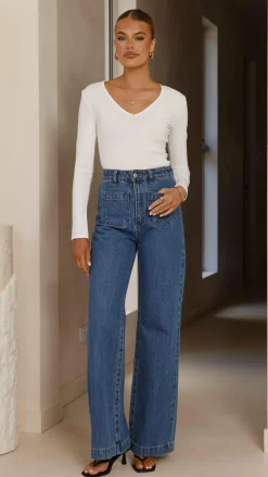 Bubblegum Tops^Vienna Long Sleeve Top - White