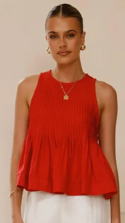 Pink Diamond Tops^Virtue Top - Red