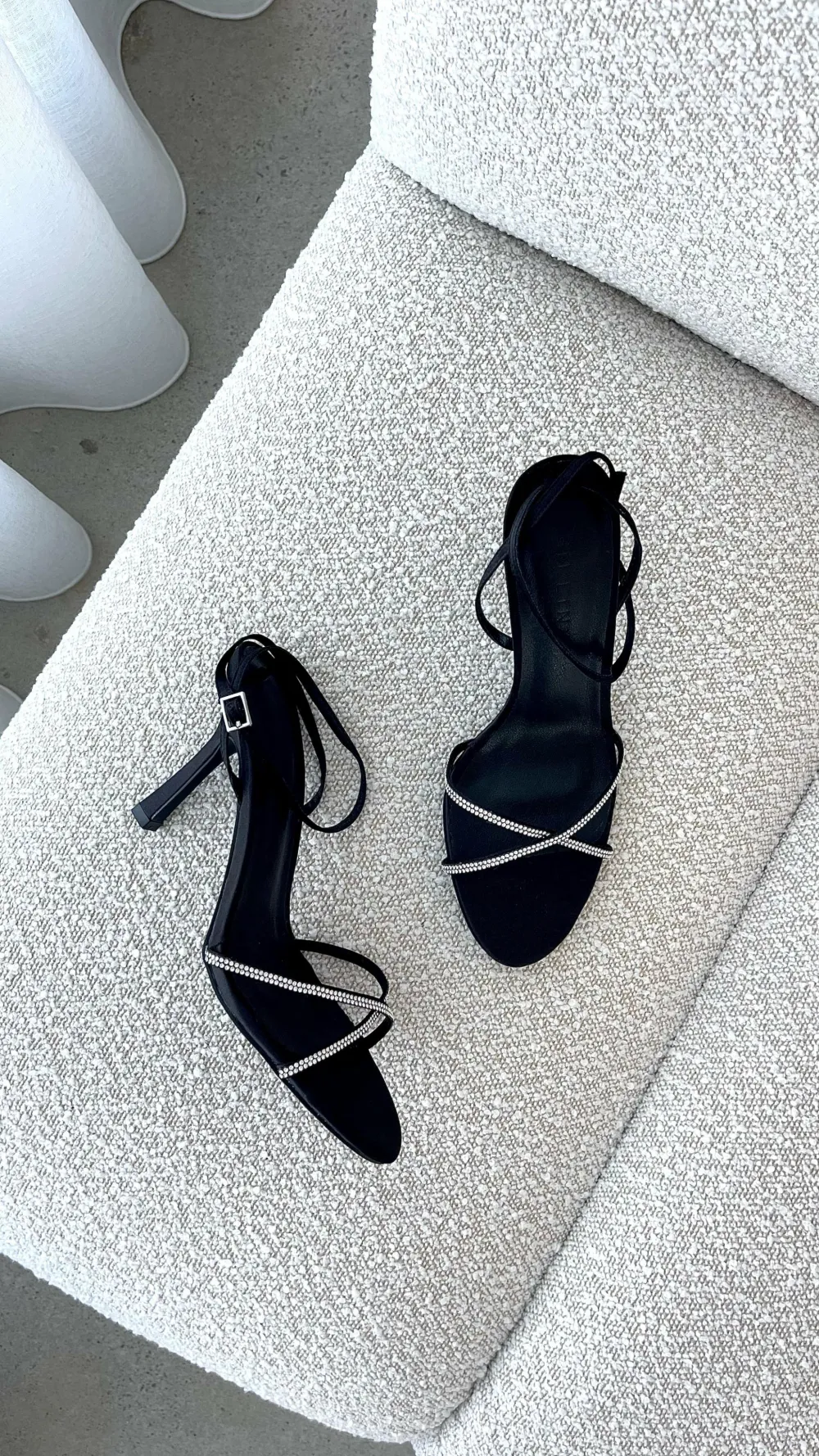Billini Billini^Vixin Heels - Black Satin Diamante