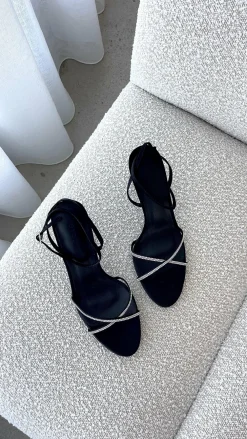 Billini Billini^Vixin Heels - Black Satin Diamante