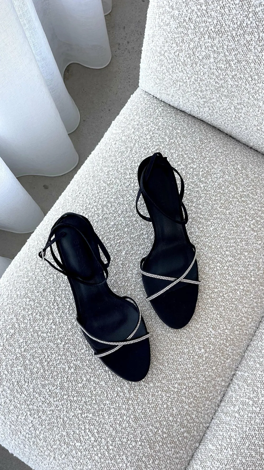Billini Billini^Vixin Heels - Black Satin Diamante