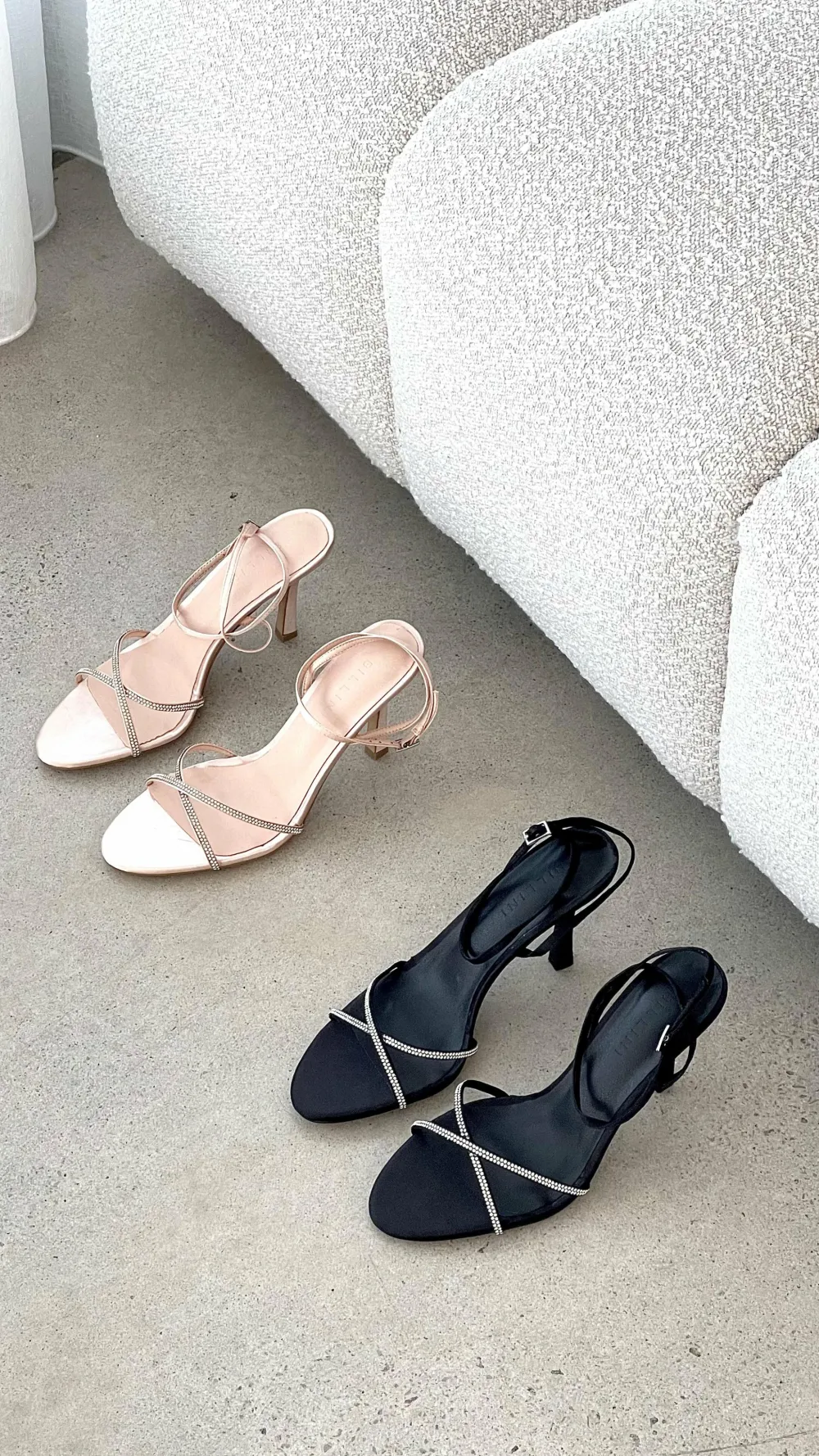 Billini Billini^Vixin Heels - Black Satin Diamante