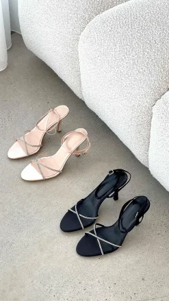 Billini Billini^Vixin Heels - Champagne Satin Diamante