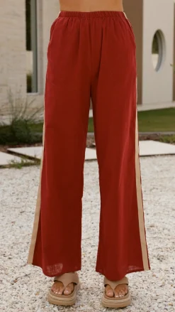 By Frankie Sets|Bottoms^Wandering Heart Long Sleeve Top and Pants Set - Dark Red