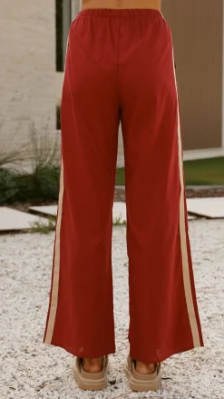 By Frankie Sets|Bottoms^Wandering Heart Long Sleeve Top and Pants Set - Dark Red