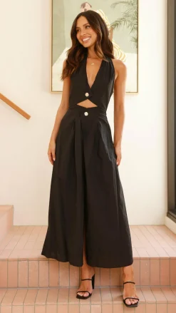 LILYWHYT Dresses|Maxi^Wesley Halter Neck Maxi Dress - Black