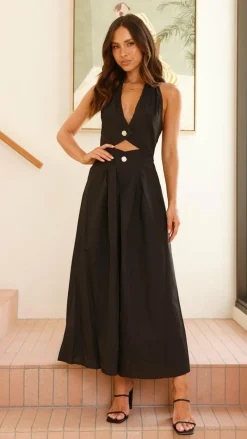 LILYWHYT Dresses|Maxi^Wesley Halter Neck Maxi Dress - Black