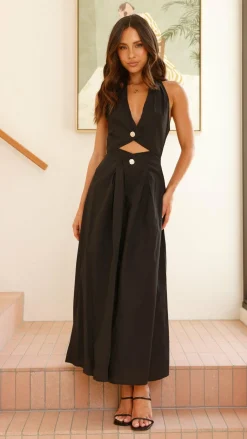 LILYWHYT Dresses|Maxi^Wesley Halter Neck Maxi Dress - Black
